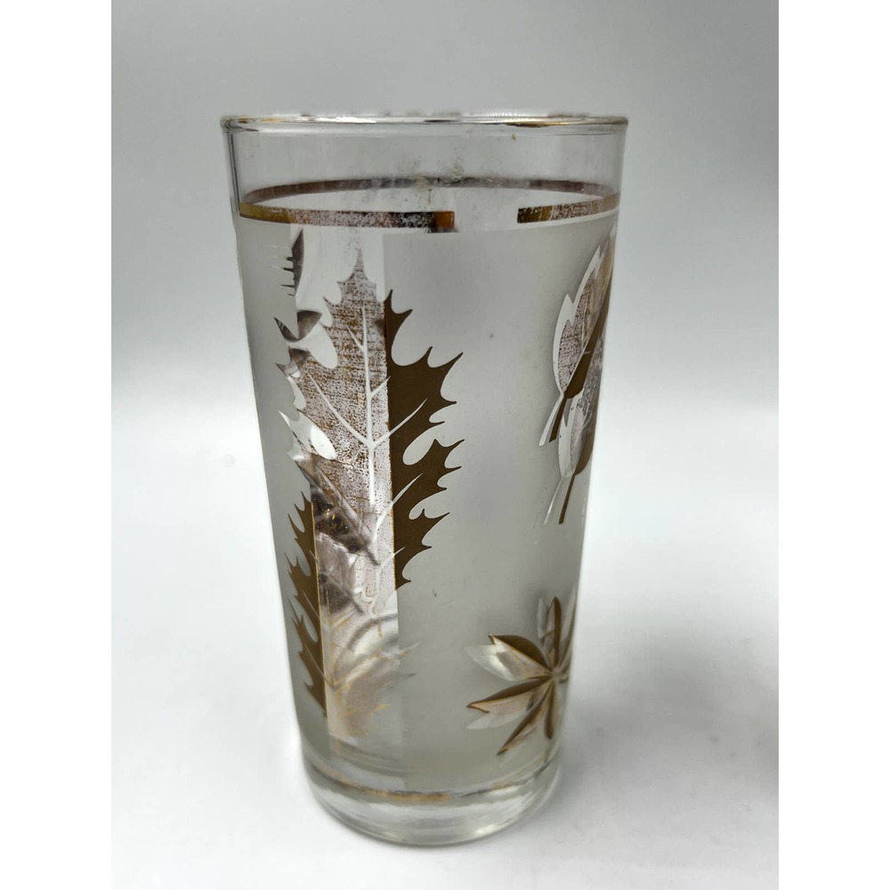 3 Vintage Libbey Gold Leaf High Ball Frosted Glasses - Picture 3 of 9